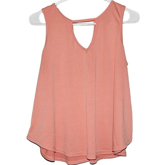 Rue21 Tops - RUE21 women's small pink peach coral semi-sheer keyhole flowy tank top blouse